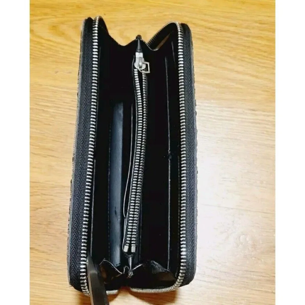 DUNHILL Engine Turn Luggage Canvas Zip Coat Wallet